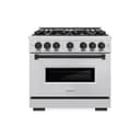 ZLINE Autograph Edition 36 in. 5.2 cu. ft. Classic Dual Fuel Range with 6 Burner Gas Cooktop and Electric Convection Oven in Stainless Steel with Matte Black Accents (CDRZ-36-MB) view 2
