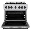 ZLINE Autograph Edition 36 in. 5.2 cu. ft. Classic Dual Fuel Range with 6 Burner Gas Cooktop and Electric Convection Oven in Stainless Steel with Matte Black Accents (CDRZ-36-MB) view 4
