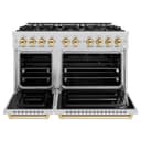 ZLINE Autograph Edition 48 in. 6.7 cu. ft. Classic Double Oven Dual Fuel Range with 8 Burner Gas Cooktop in Stainless Steel and Polished Gold Accents (CDRZ-48-G) view 5