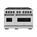 ZLINE Autograph Edition 48 in. 6.7 cu. ft. Classic Double Oven Dual Fuel Range with 8 Burner Gas Cooktop in Stainless Steel and Matte Black Accents (CDRZ-48-MB) view 2