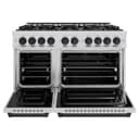 ZLINE Autograph Edition 48 in. 6.7 cu. ft. Classic Double Oven Dual Fuel Range with 8 Burner Gas Cooktop in Stainless Steel and Matte Black Accents (CDRZ-48-MB) view 4