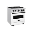 ZLINE Autograph Edition 30 in. 4.2 cu. ft. Classic Dual Fuel Range with 4 Burner Gas Cooktop and Electric Convection Oven in Stainless Steel with White Matte Door and Matte Black Accents (CDRZ-WM-30-MB) view 1