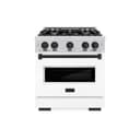 ZLINE Autograph Edition 30 in. 4.2 cu. ft. Classic Dual Fuel Range with 4 Burner Gas Cooktop and Electric Convection Oven in Stainless Steel with White Matte Door and Matte Black Accents (CDRZ-WM-30-MB) view 2