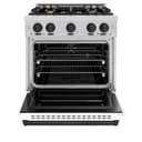 ZLINE Autograph Edition 30 in. 4.2 cu. ft. Classic Dual Fuel Range with 4 Burner Gas Cooktop and Electric Convection Oven in Stainless Steel with White Matte Door and Matte Black Accents (CDRZ-WM-30-MB) view 4