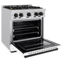 ZLINE Autograph Edition 30 in. 4.2 cu. ft. Classic Dual Fuel Range with 4 Burner Gas Cooktop and Electric Convection Oven in Stainless Steel with White Matte Door and Matte Black Accents (CDRZ-WM-30-MB) view 6