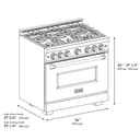 ZLINE Autograph Edition 36 in. 5.2 cu. ft. Classic Dual Fuel Range with 6 Burner Gas Cooktop and Electric Convection Oven in Stainless Steel with White Matte Door and Champagne Bronze Accents (CDRZ-WM-36-CB) view 10
