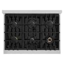 ZLINE Autograph Edition 36 in. 5.2 cu. ft. Classic Dual Fuel Range with 6 Burner Gas Cooktop and Electric Convection Oven in Stainless Steel with White Matte Door and Matte Black Accents (CDRZ-WM-36-MB) view 7