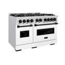 ZLINE Autograph Edition 48 in. 6.7 cu. ft. Classic Double Oven Dual Fuel Range with 8 Burner Gas Cooktop in Stainless Steel with White Matte Door and Matte Black Accents (CDRZ-WM-48-MB) view 1