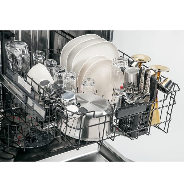 GE Series Stainless Interior Built-In Dishwasher with Hidden Controls