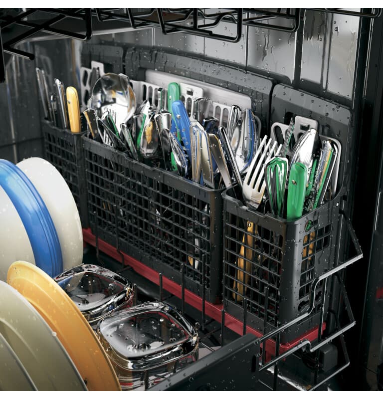 GE Series Stainless Interior Built-In Dishwasher with Hidden Controls