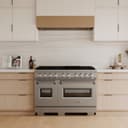 ZLINE 48 in. 6.7 cu. ft. Classic Double Oven Gas Range with 8 Burner Cooktop in Stainless Steel (CGR48) view 2