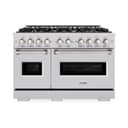 ZLINE 48 in. 6.7 cu. ft. Classic Double Oven Gas Range with 8 Burner Cooktop in Stainless Steel (CGR48) view 3