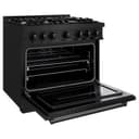 ZLINE 36 in. 5.2 cu. ft. Classic Gas Range with 6 Burner Cooktop and Convection Gas Oven in Black Stainless Steel (CGRB-36) view 4