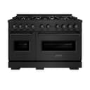 ZLINE 48 in. 6.7 cu. ft. Classic Double Oven Gas Range with 8 Burner Cooktop in Black Stainless Steel (CGRB-48) view 4