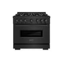 ZLINE 36 in. 5.2 cu. ft. Classic Gas Range with Convection Gas Oven in Black Stainless Steel with 6 Brass Burners (CGRB-BR-36) view 2