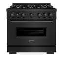 ZLINE 36 in. 5.2 cu. ft. Classic Gas Range with Convection Gas Oven in Black Stainless Steel with 6 Brass Burners (CGRB-BR-36) view 5