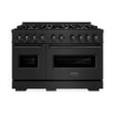ZLINE 48 in. 6.7 cu. ft. Classic Double Oven Gas Range in Black Stainless Steel with 8 Brass Burners (CGRB-BR-48) view 2