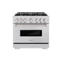 ZLINE 36 in. 5.2 cu. ft. Classic Gas Range with Convection Gas Oven in Stainless Steel with 6 Brass Burners (CGR-BR-36) view 2