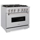 ZLINE 36 in. 5.2 cu. ft. Classic Gas Range with Convection Gas Oven in Stainless Steel with 6 Brass Burners (CGR-BR-36) view 3