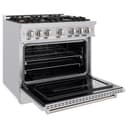 ZLINE 36 in. 5.2 cu. ft. Classic Gas Range with Convection Gas Oven in Stainless Steel with 6 Brass Burners (CGR-BR-36) view 4
