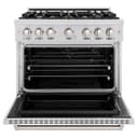 ZLINE 36 in. 5.2 cu. ft. Classic Gas Range with Convection Gas Oven in Stainless Steel with 6 Brass Burners (CGR-BR-36) view 5