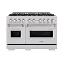 ZLINE 48 in. 6.7 cu. ft. Classic Double Oven Gas Range in Stainless Steel with 8 Brass Burners (CGR-BR-48) view 2