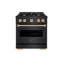 ZLINE Autograph Edition 30 in. 4.2 cu. ft. Classic Gas Range with 4 Burner Cooktop and Convection Gas Oven in Black Stainless Steel and Champagne Bronze Accents (CGRBZ-30-CB) view 2
