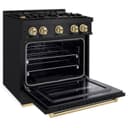 ZLINE Autograph Edition 30 in. 4.2 cu. ft. Classic Gas Range with 4 Burner Cooktop and Convection Gas Oven in Black Stainless Steel and Champagne Bronze Accents (CGRBZ-30-CB) view 4