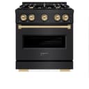 ZLINE Autograph Edition 30 in. 4.2 cu. ft. Classic Gas Range with 4 Burner Cooktop and Convection Gas Oven in Black Stainless Steel and Champagne Bronze Accents (CGRBZ-30-CB) view 5