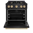 ZLINE Autograph Edition 30 in. 4.2 cu. ft. Classic Gas Range with 4 Burner Cooktop and Convection Gas Oven in Black Stainless Steel and Polished Gold Accents (CGRBZ-30-G) view 6