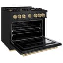 ZLINE Autograph Edition 36 in. 5.2 cu. ft. Classic Gas Range with 6 Burner Cooktop and Convection Gas Oven in Black Stainless Steel and Champagne Bronze Accents (CGRBZ-36-CB) view 4