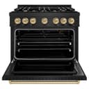 ZLINE Autograph Edition 36 in. 5.2 cu. ft. Classic Gas Range with 6 Burner Cooktop and Convection Gas Oven in Black Stainless Steel and Champagne Bronze Accents (CGRBZ-36-CB) view 6
