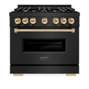 ZLINE Autograph Edition 36 in. 5.2 cu. ft. Classic Gas Range with 6 Burner Cooktop and Convection Gas Oven in Black Stainless Steel and Polished Gold Accents (CGRBZ-36-G) view 5