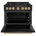 ZLINE Autograph Edition 36 in. 5.2 cu. ft. Classic Gas Range with 6 Burner Cooktop and Convection Gas Oven in Black Stainless Steel and Polished Gold Accents (CGRBZ-36-G) view 6
