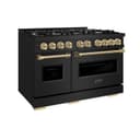 ZLINE Autograph Edition 48 in. 6.7 cu. ft. Classic Double Oven Gas Range with 8 Burner Cooktop in Black Stainless Steel and Champagne Bronze Accents (CGRBZ-48-CB) view 1