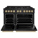 ZLINE Autograph Edition 48 in. 6.7 cu. ft. Classic Double Oven Gas Range with 8 Burner Cooktop in Black Stainless Steel and Champagne Bronze Accents (CGRBZ-48-CB) view 5