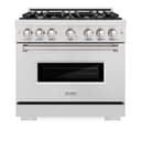 ZLINE 36 in. 5.2 cu. ft. Classic Gas Range with 6 Burner Cooktop and Convection Gas Oven in DuraSnow® Stainless Steel (CGRS-36) view 4
