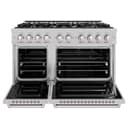 ZLINE 48 in. 6.7 cu. ft. Classic Double Oven Gas Range with 8 Burner Cooktop in DuraSnow® Stainless Steel (CGRS-48) view 3