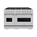 ZLINE 48 in. 6.7 cu. ft. Classic Double Oven Gas Range with 8 Burner Cooktop in DuraSnow® Stainless Steel (CGRS-48) view 4