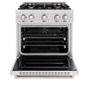 ZLINE 30 in. 4.2 cu. ft. Classic Gas Range with Convection Gas Oven in DuraSnow® Stainless Steel with 4 Brass Burners (CGRS-BR-30) view 3