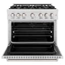ZLINE 36 in. 5.2 cu. ft. Classic Gas Range with Convection Gas Oven in DuraSnow® Stainless Steel with 6 Brass Burners (CGRS-BR-36) view 3