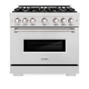 ZLINE 36 in. 5.2 cu. ft. Classic Gas Range with Convection Gas Oven in DuraSnow® Stainless Steel with 6 Brass Burners (CGRS-BR-36) view 4