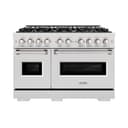 ZLINE 48 in. 6.7 cu. ft. Classic Double Oven Gas Range in DuraSnow® Stainless Steel with 8 Brass Burners (CGRS-BR-48) view 2