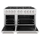 ZLINE 48 in. 6.7 cu. ft. Classic Double Oven Gas Range in DuraSnow® Stainless Steel with 8 Brass Burners (CGRS-BR-48) view 4