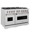 ZLINE 48 in. 6.7 cu. ft. Classic Double Oven Gas Range in DuraSnow® Stainless Steel with 8 Brass Burners (CGRS-BR-48) view 5