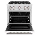 ZLINE 30 in. 4.2 cu. ft. Classic Gas Range with 4 Burner Cooktop and Convection Gas Oven in DuraSnow® Stainless Steel with White Matte Door (CGRS-WM-30) view 3