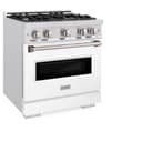 ZLINE 30 in. 4.2 cu. ft. Classic Gas Range with 4 Burner Cooktop and Convection Gas Oven in DuraSnow® Stainless Steel with White Matte Door (CGRS-WM-30) view 5