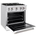 ZLINE 30 in. 4.2 cu. ft. Classic Gas Range with 4 Burner Cooktop and Convection Gas Oven in DuraSnow® Stainless Steel with White Matte Door (CGRS-WM-30) view 6