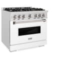 ZLINE 36 in. 5.2 cu. ft. Classic Gas Range with 6 Burner Cooktop and Convection Gas Oven in DuraSnow® Stainless Steel with White Matte Door (CGRS-WM-36) view 5