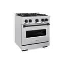 ZLINE Autograph Edition 30 in. 4.2 cu. ft. Classic Gas Range with 4 Burner Cooktop and Convection Gas Oven in DuraSnow® Stainless Steel and Matte Black Accents (CGRSZ-30-MB) view 1
